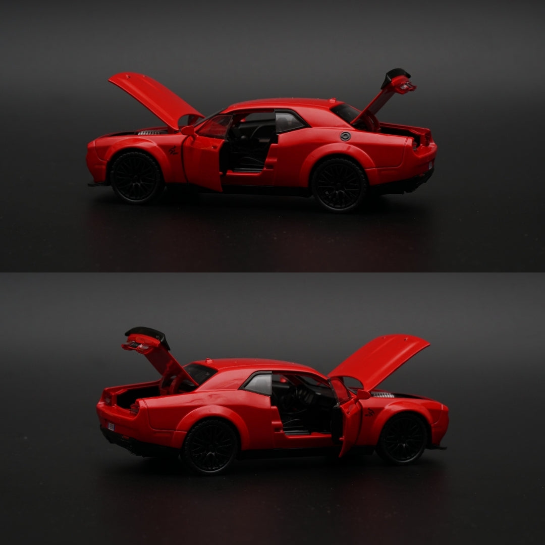 1:32 Dodge Challenger with Lights , Red -  Kunju Vandi  