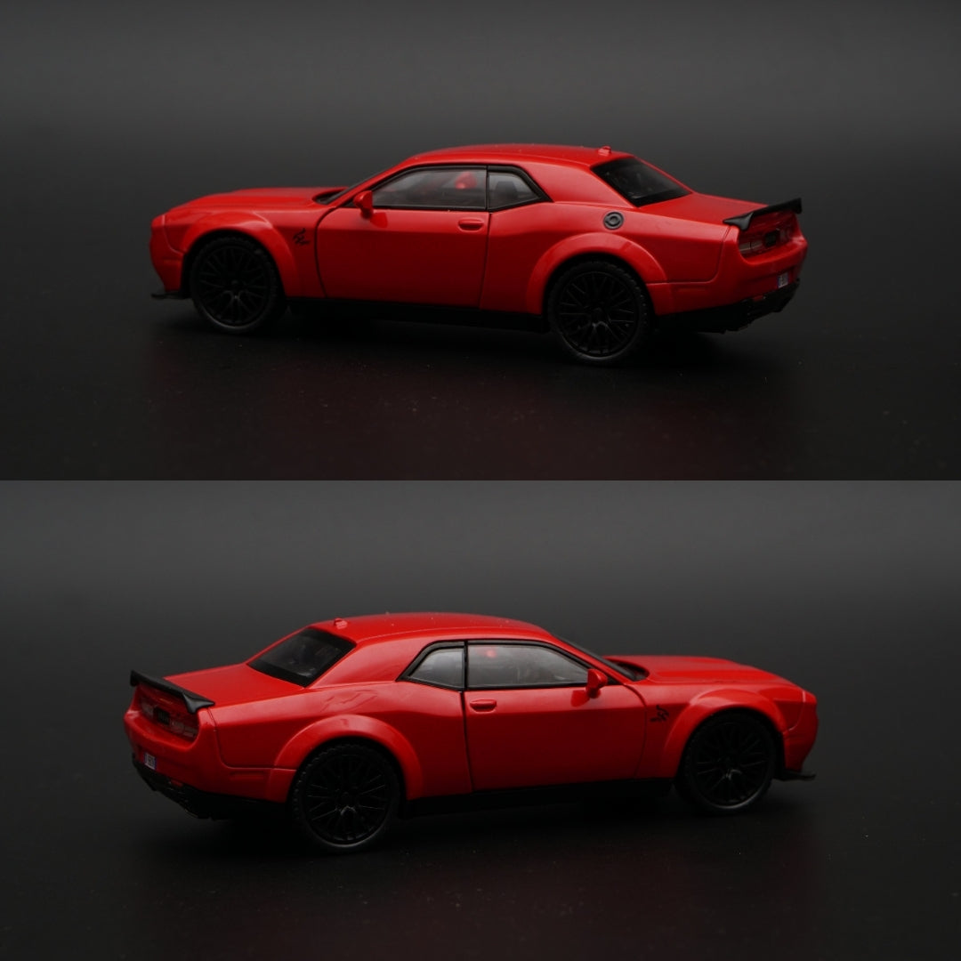 1:32 Dodge Challenger with Lights , Red -  Kunju Vandi  