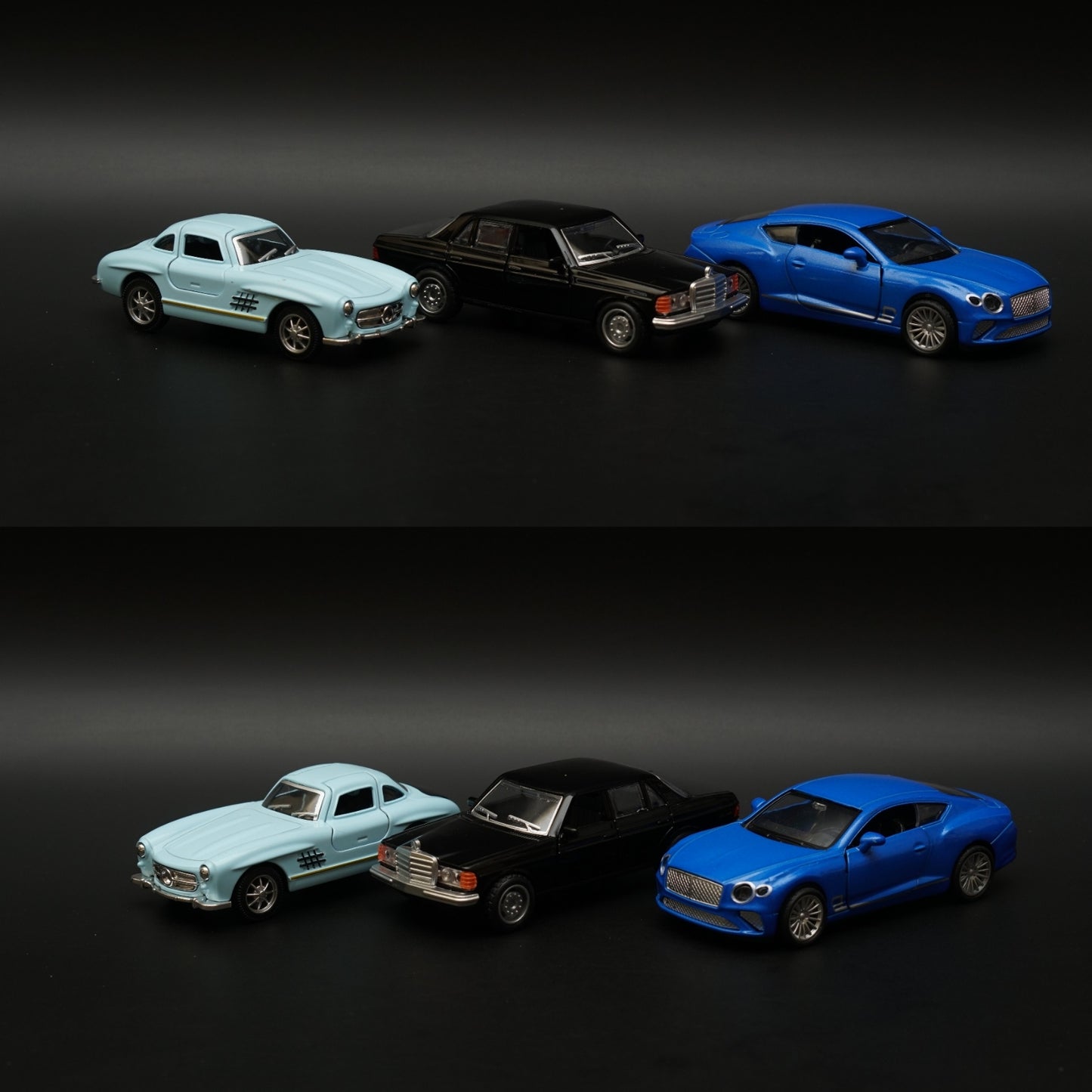 1:36 300SL , W123 , Bentley Diecast Combo (Blue,Black,Blue) -  Kunju Vandi  