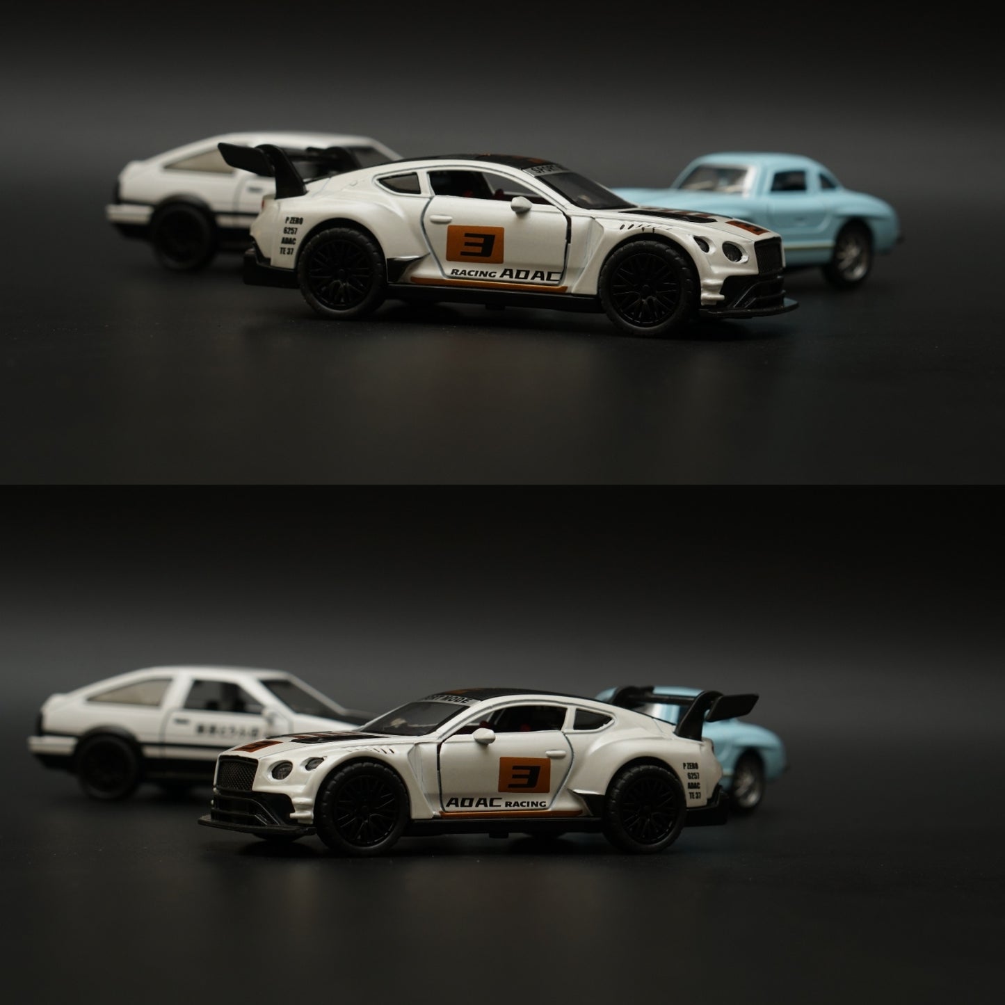 1:36 AE86 , 300SL , Bentley Diecast Combo (White,Blue,YellowLivery) -  Kunju Vandi  