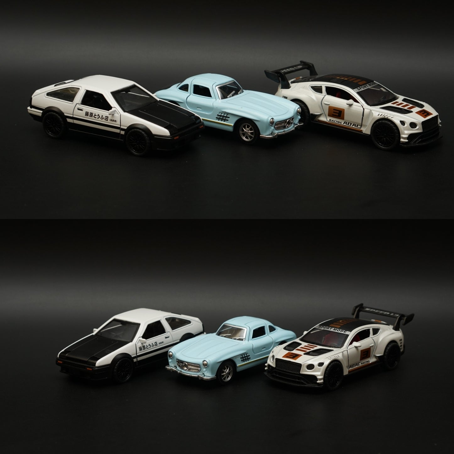 1:36 AE86 , 300SL , Bentley Diecast Combo (White,Blue,YellowLivery) -  Kunju Vandi  