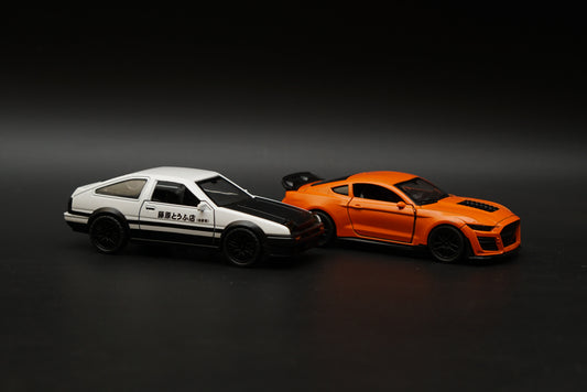 1:36 AE86 , Mustang Diecast Combo (Orange) -  Kunju Vandi  