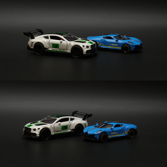 1:36 Bentley Green Livery , 1:43 Bugatti Blue Strips , Diecast Combo -  Kunju Vandi  