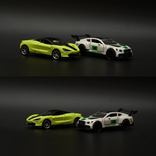1:36 Bentley (Green Livery), McLaren (Green) Diecast Combo -  Kunju Vandi  