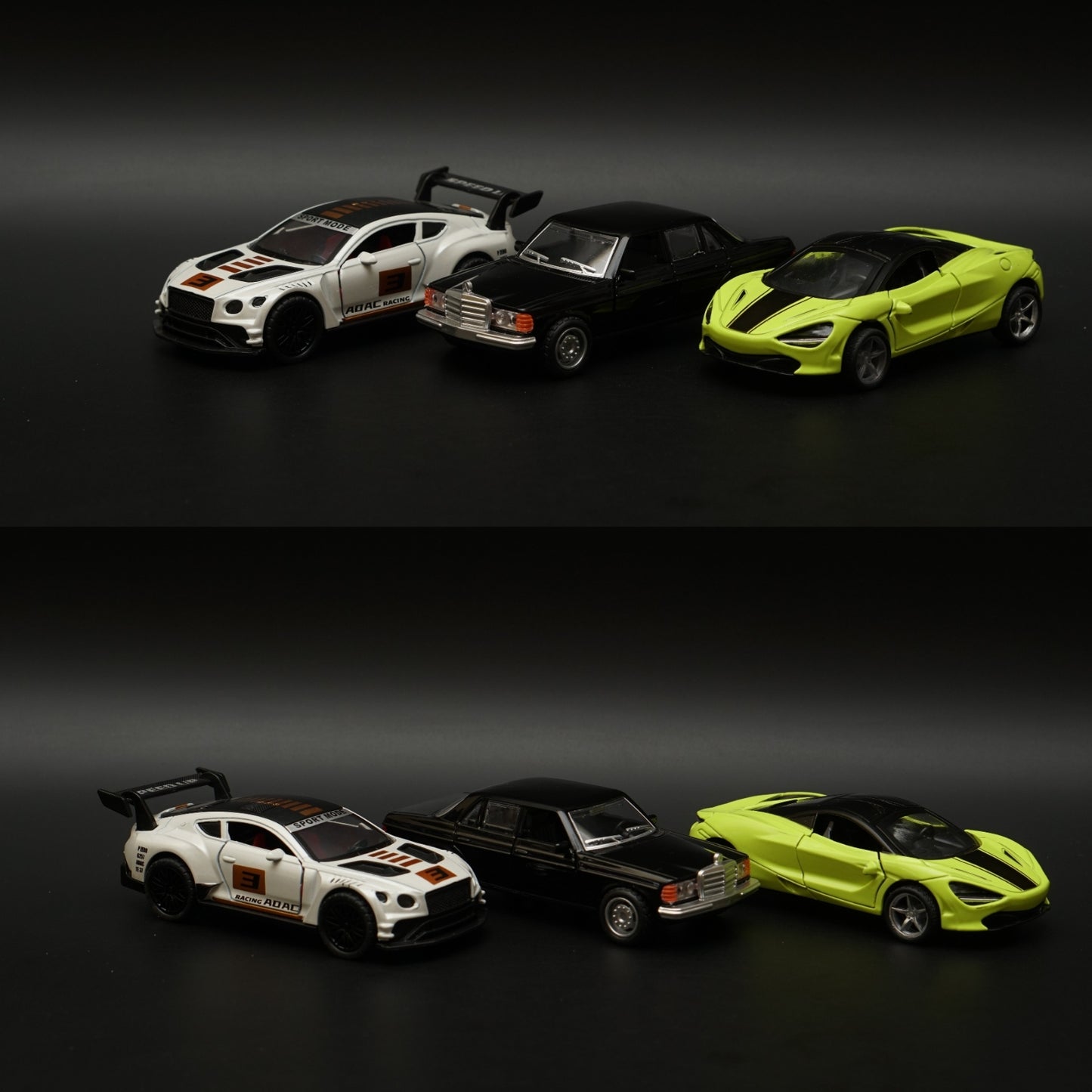 1:36 Bentley , W123 , Mclaren Diecast Combo (Yellow Livery,Black,Green) -  Kunju Vandi  