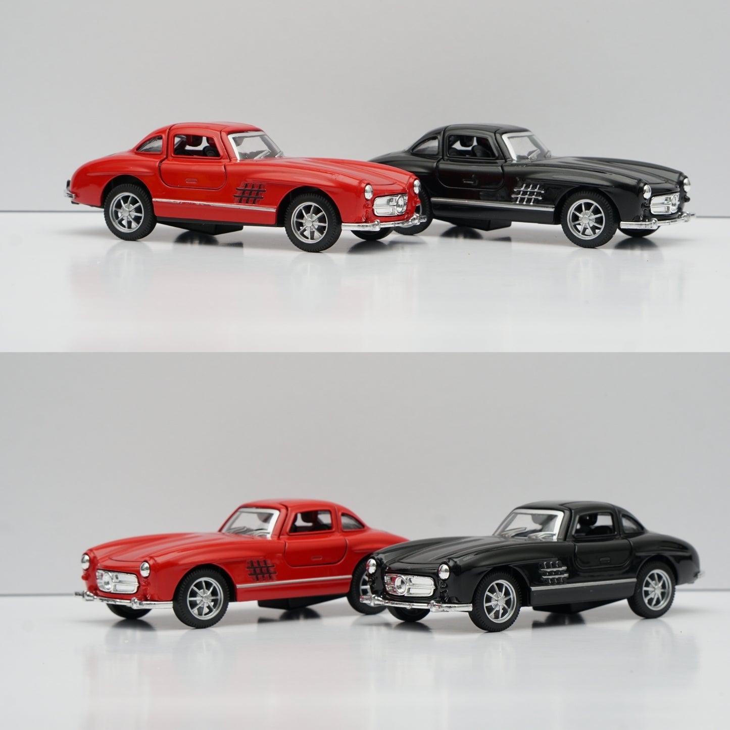 1:36 Benz 300 SL Red and Black Diecast Combo -  Kunju Vandi  