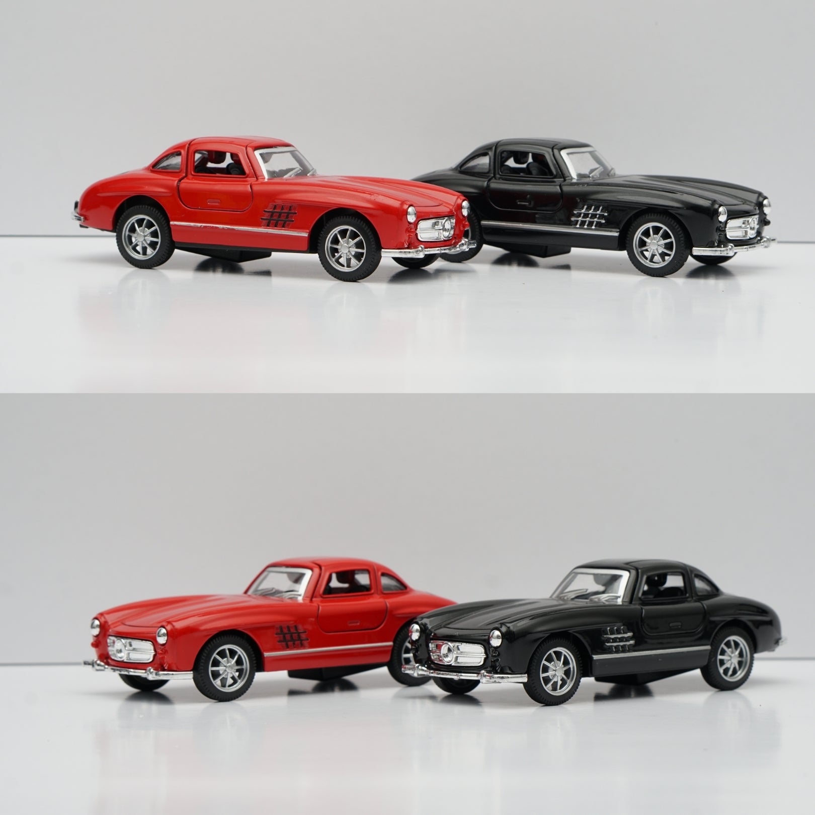 1:36 Benz 300 SL Red and Black Diecast Combo -  Kunju Vandi  