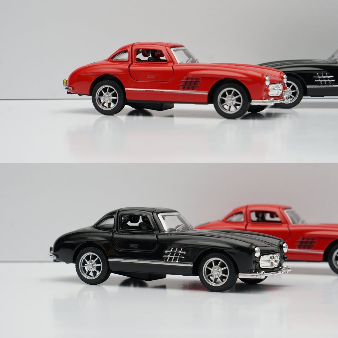 1:36 Benz 300 SL Red and Black Diecast Combo -  Kunju Vandi  