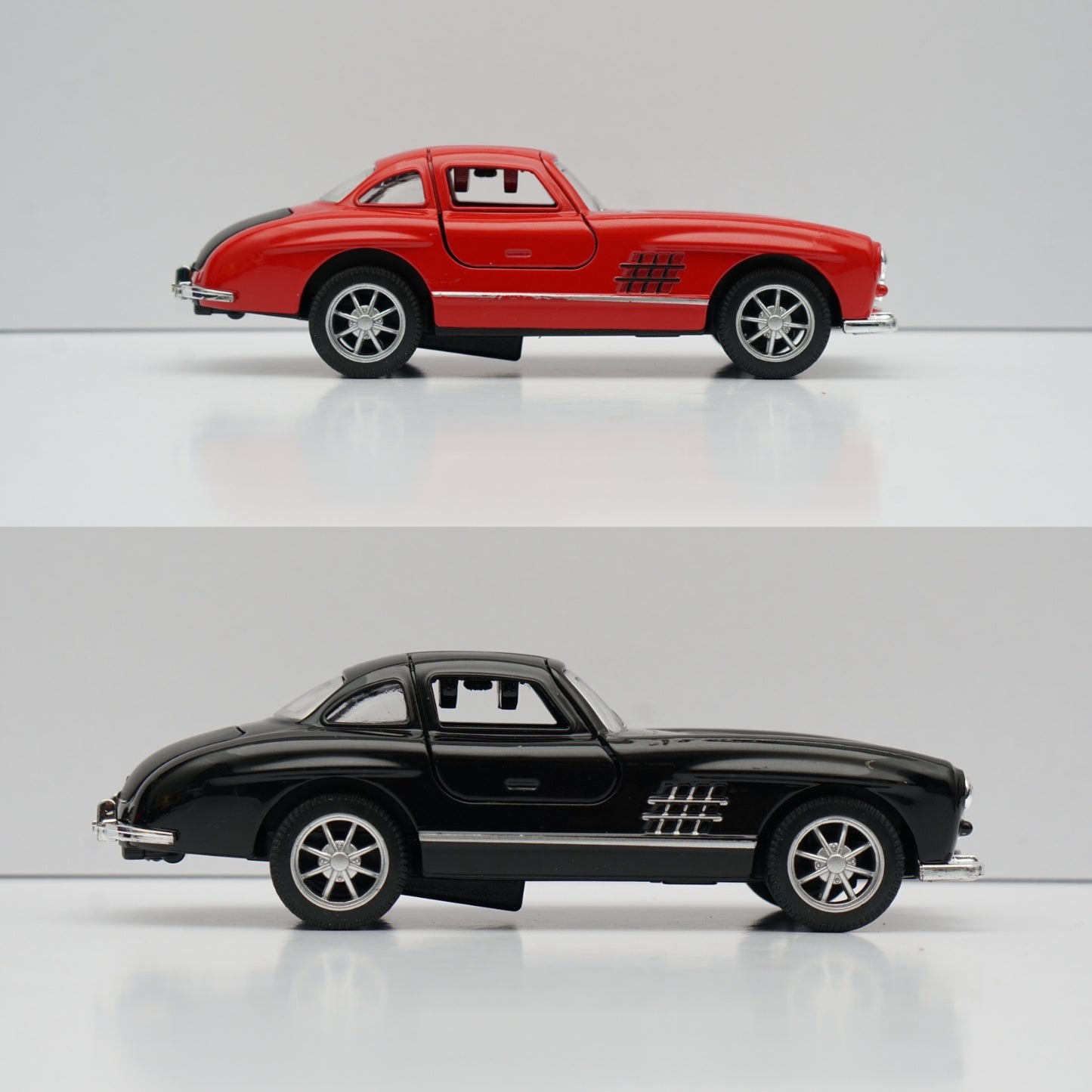 1:36 Benz 300 SL Red and Black Diecast Combo -  Kunju Vandi  