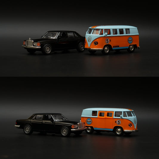 1:36 Benz , Volkswagen T1 Bus Diecast Combo (Black,Blue top) -  Kunju Vandi  