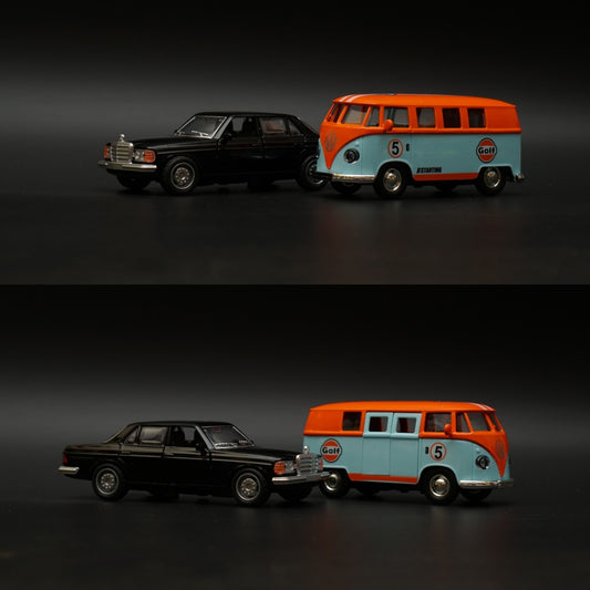 1:36 Benz , Volkswagen T1 Bus Diecast Combo (Black, Orange top) -  Kunju Vandi  