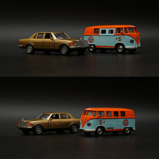 1:36 Benz , Volkswagen T1 Bus Diecast Combo (Gold, Orange top) -  Kunju Vandi  
