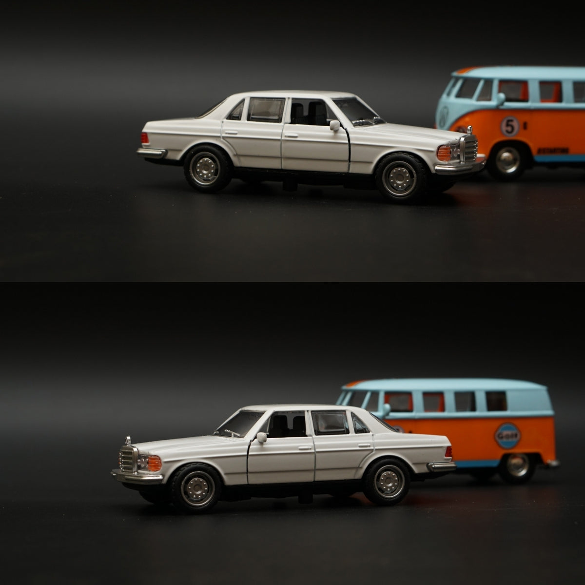 1:36 Benz , Volkswagen T1 Bus Diecast Combo (White,Blue top) -  Kunju Vandi  