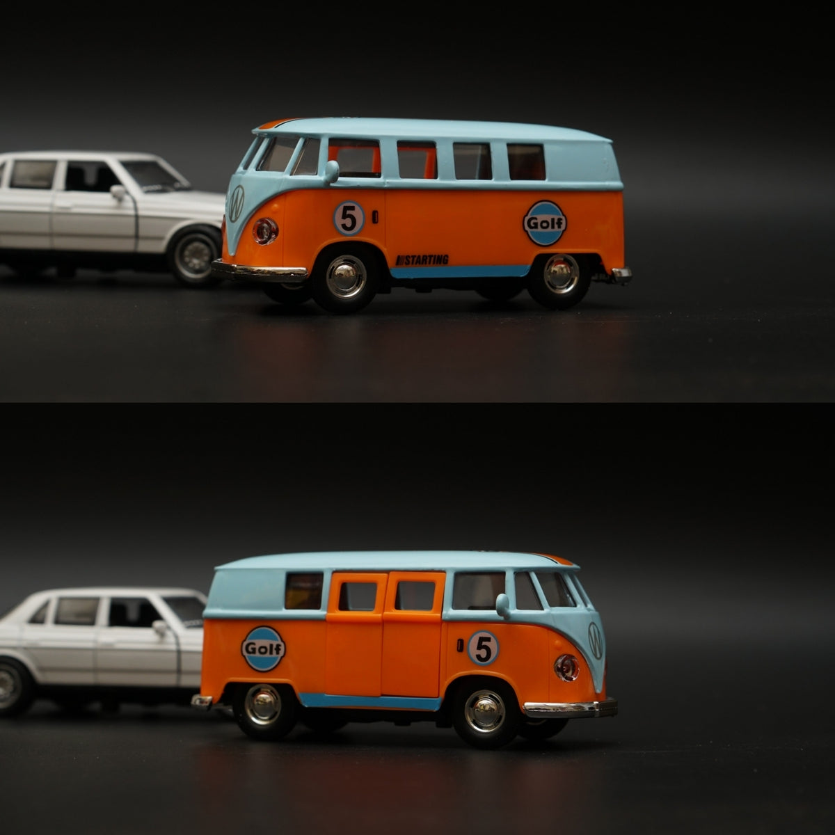1:36 Benz , Volkswagen T1 Bus Diecast Combo (White,Blue top) -  Kunju Vandi  