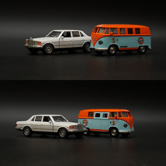 1:36 Benz , Volkswagen T1 Bus Diecast Combo (White, Orange top) -  Kunju Vandi  