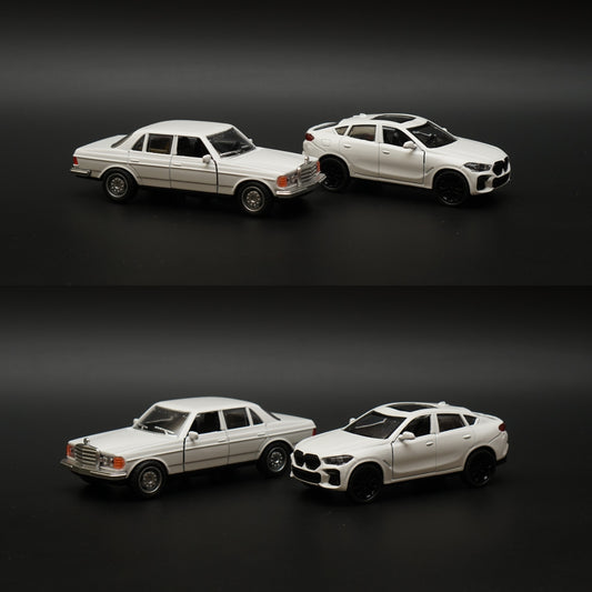 1:36 Benz W123 White , 1:43 BMW White , Diecast Combo -  Kunju Vandi  