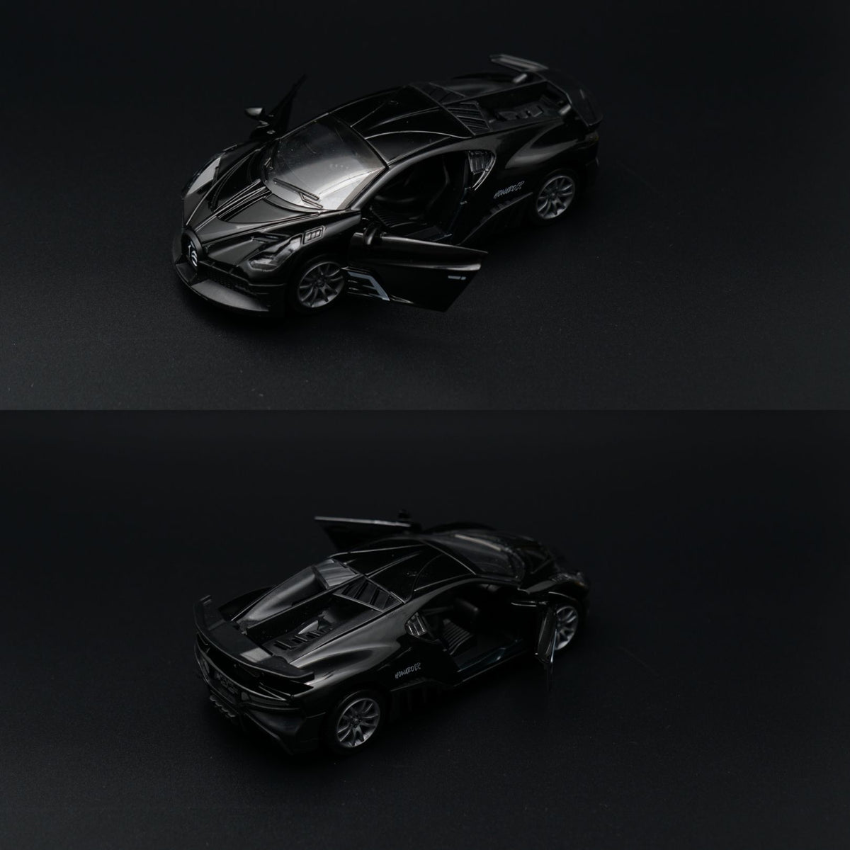 1:36 Bugatti Diecast Hypercar | Matte Black | Racing Number Livery -  Kunju Vandi