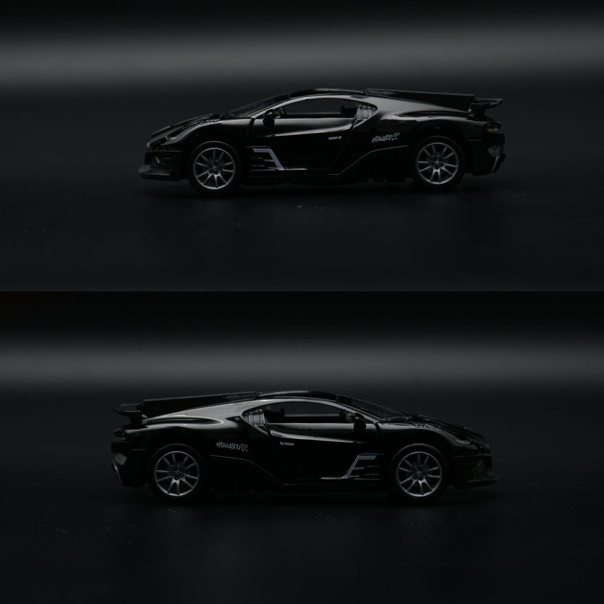 1:36 Bugatti Diecast Hypercar | Matte Black | Racing Number Livery -  Kunju Vandi