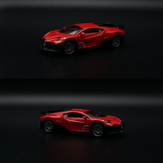 1:36 Bugatti Diecast Hypercar | Red | Racing Number Livery -  Kunju Vandi