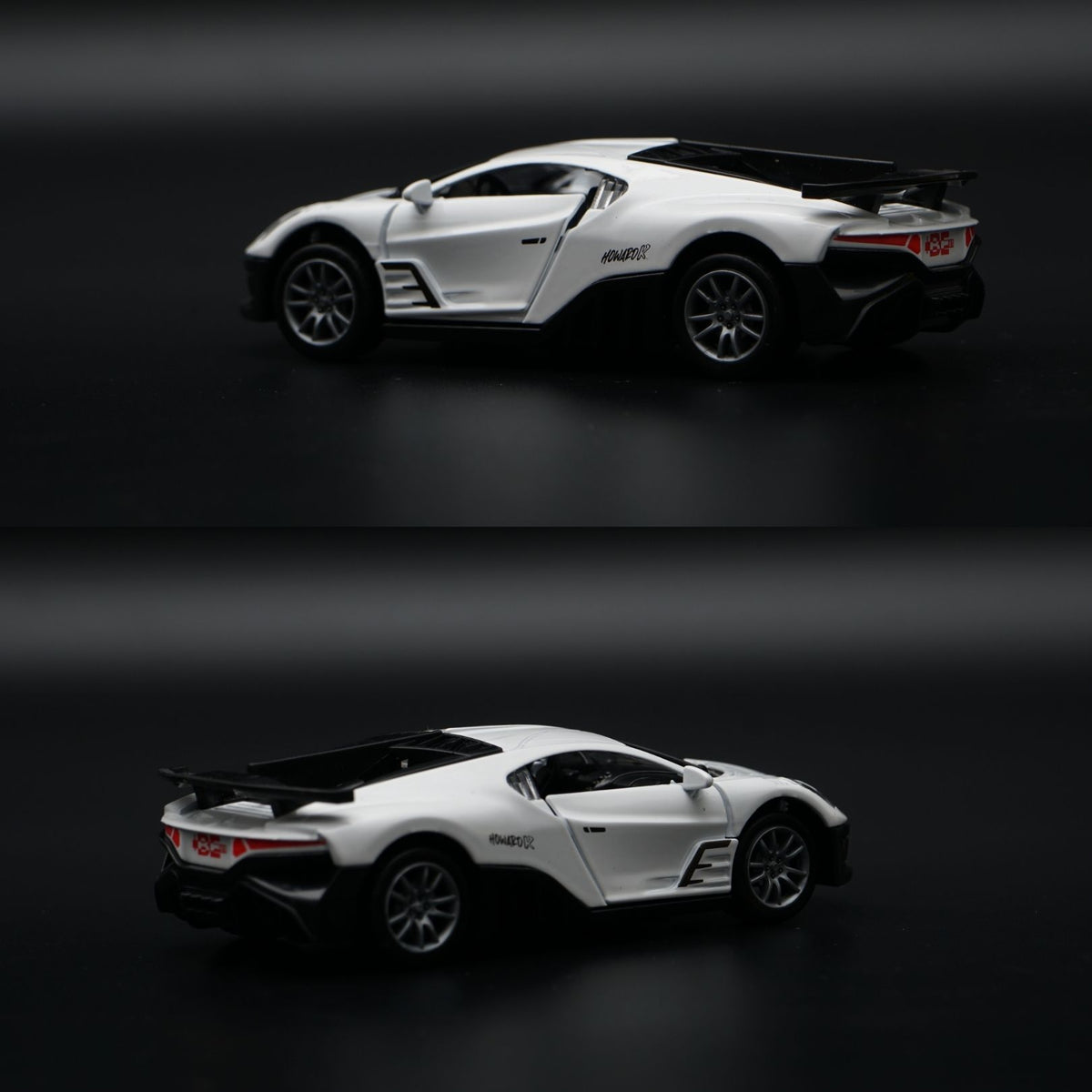 1:36 Bugatti Diecast Hypercar | White | Racing Number Livery -  Kunju Vandi
