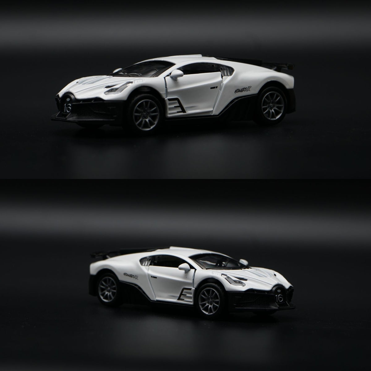 1:36 Bugatti Diecast Hypercar | White | Racing Number Livery -  Kunju Vandi