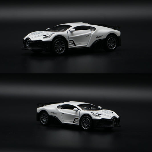 1:36 Bugatti Diecast Hypercar | White | Racing Number Livery -  Kunju Vandi