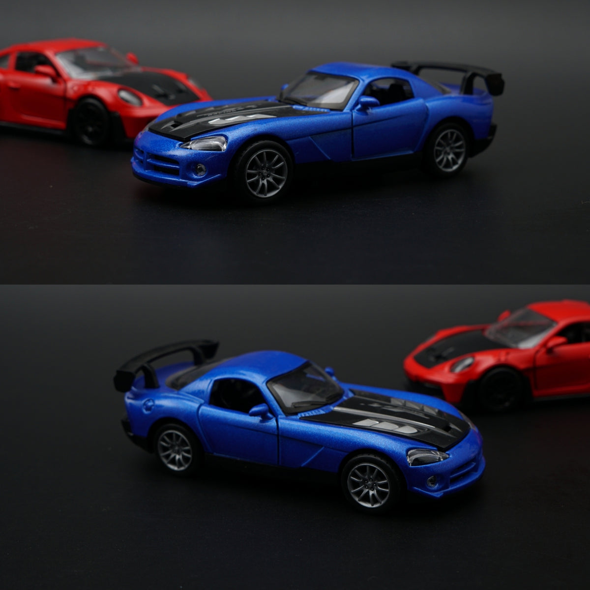 1:36 Diecast 2-Car Set | Porsche 911 Turbo S Red + Dodge Viper SRT Metallic Blue -  Kunju Vandi  