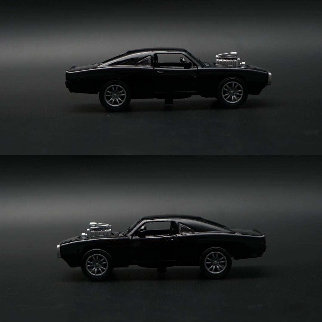 1:36 Diecast Dodge Charger | Black with Exposed Engine Blower | Collector's Model -  Kunju Vandi
