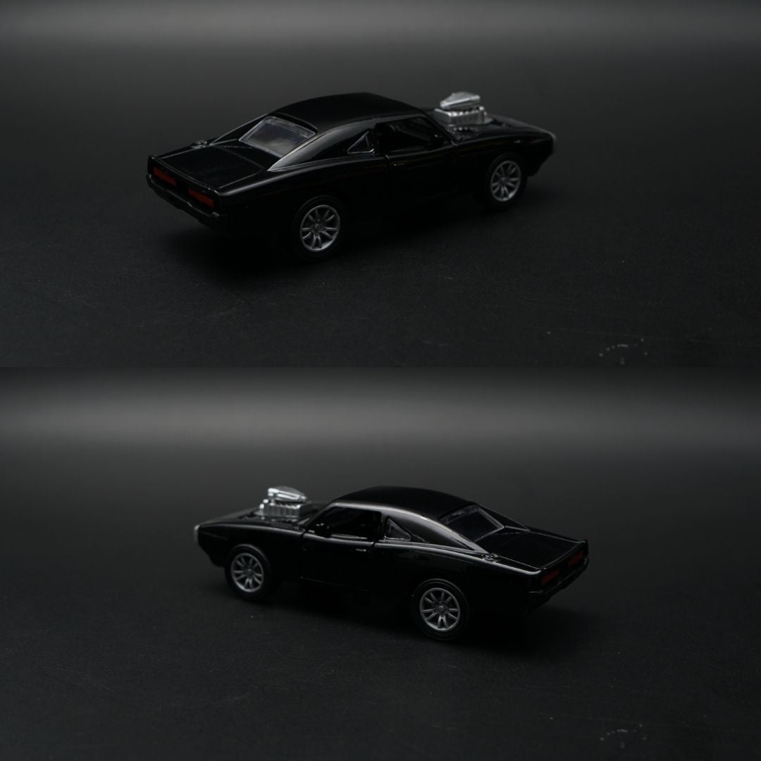 1:36 Diecast Dodge Charger | Black with Exposed Engine Blower | Collector's Model -  Kunju Vandi