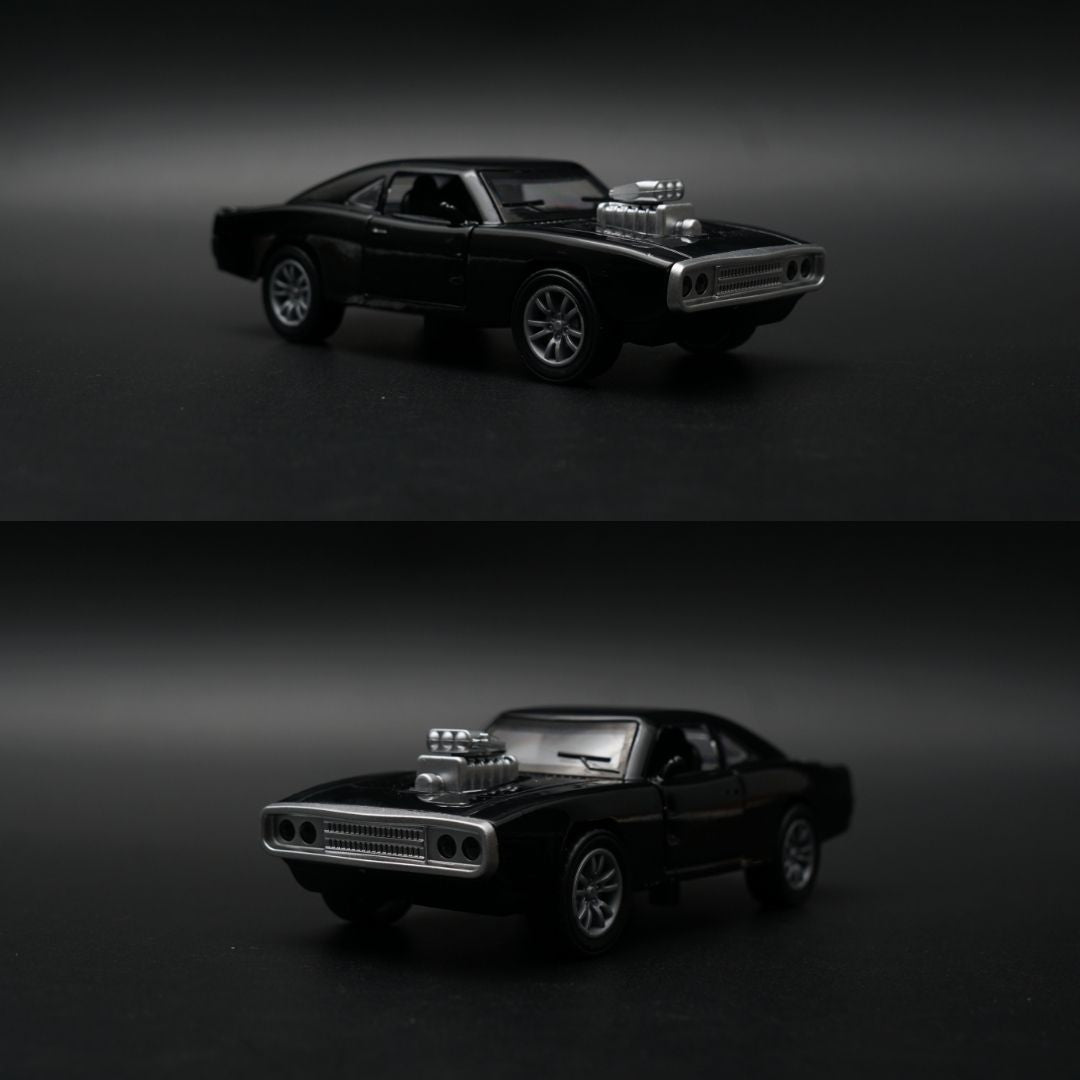 1:36 Diecast Dodge Charger | Black with Exposed Engine Blower | Collector's Model -  Kunju Vandi