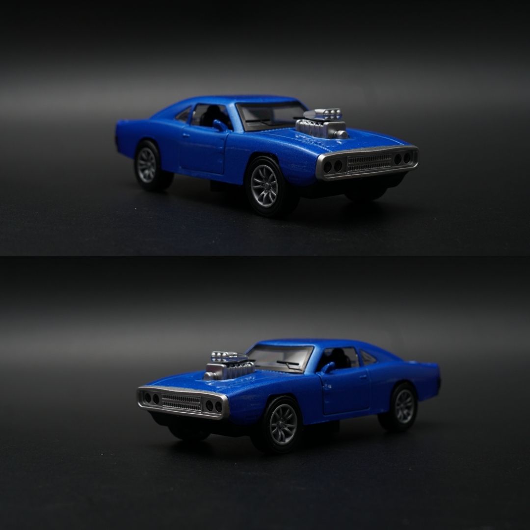 1:36 Diecast Dodge Charger | Blue with Exposed Engine Blower | Collector's Model -  Kunju Vandi