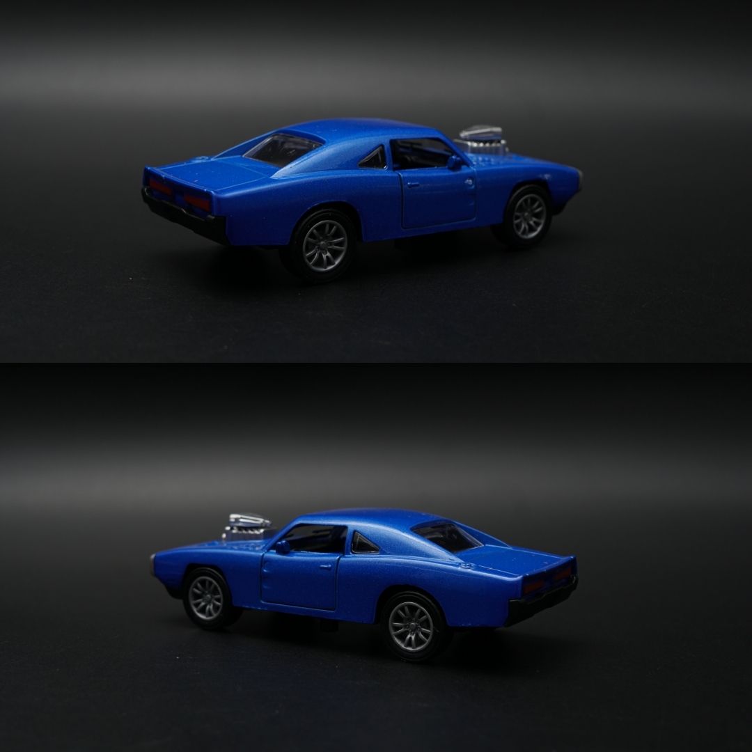 1:36 Diecast Dodge Charger | Blue with Exposed Engine Blower | Collector's Model -  Kunju Vandi