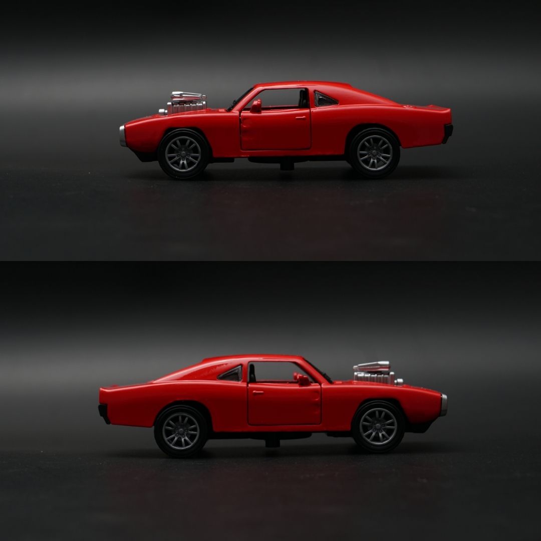 1:36 Diecast Dodge Charger | Red with Exposed Engine Blower | Collector's Model -  Kunju Vandi
