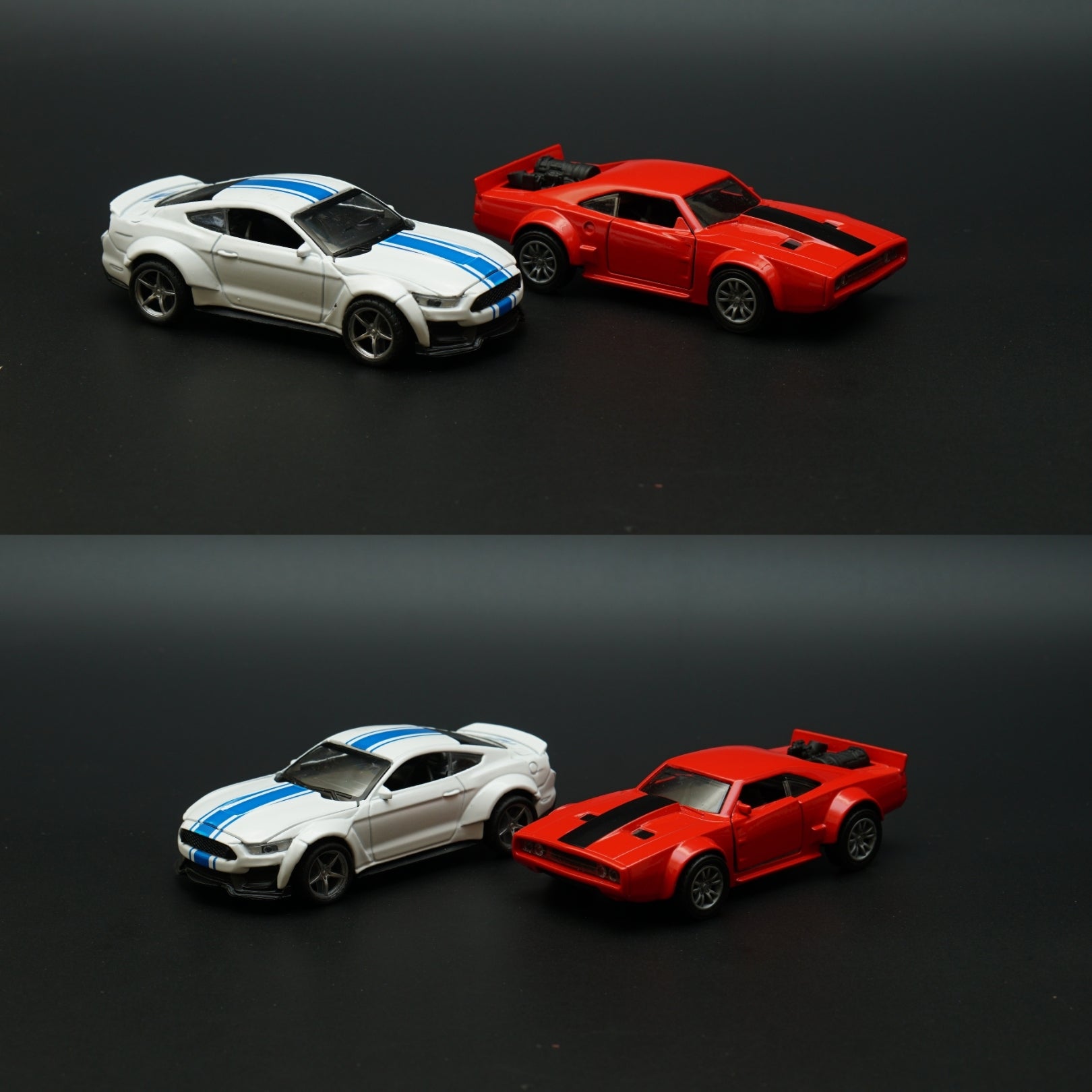 1:36 Dodge, Mustang Diecast Combo (Red,White) -  Kunju Vandi  