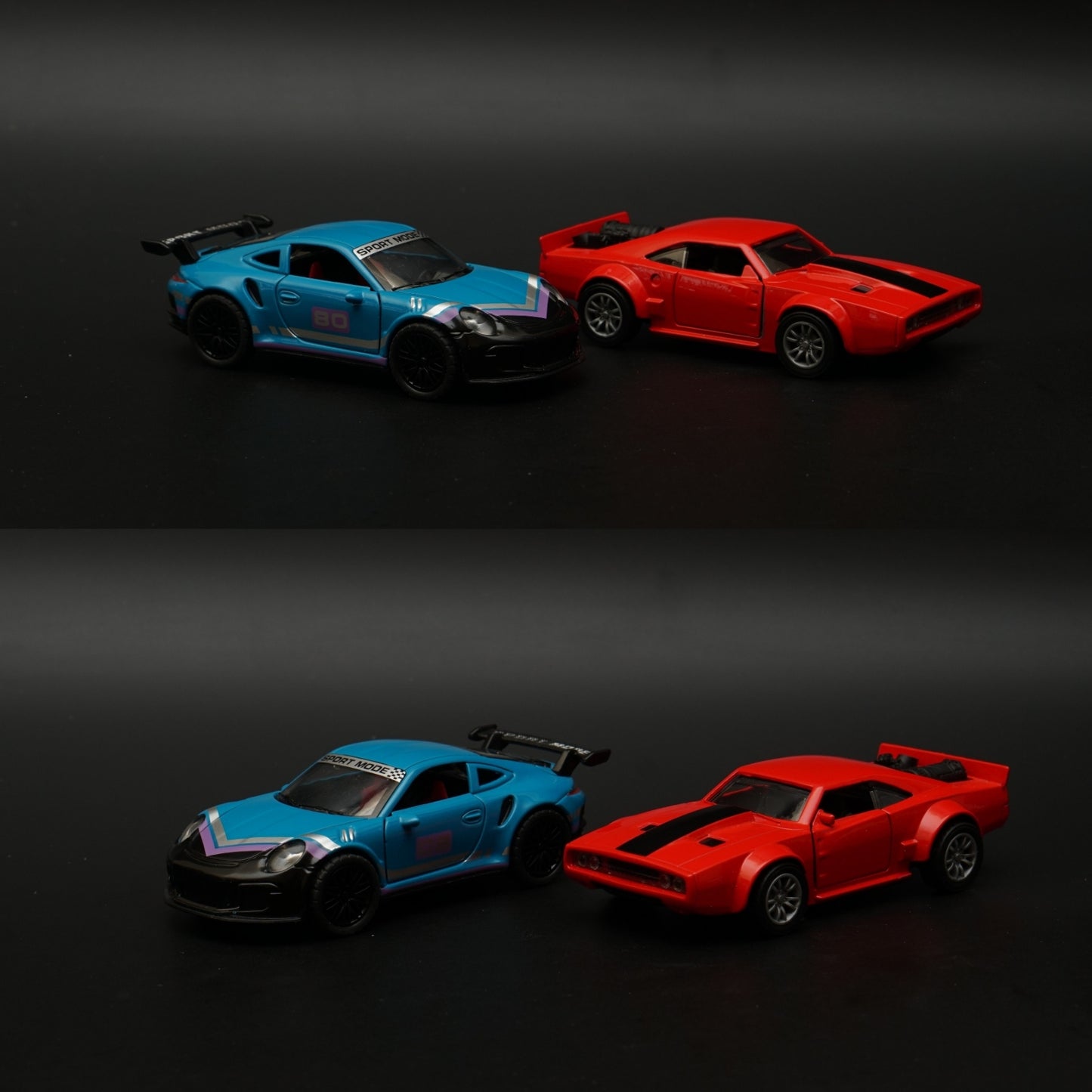 1:36 Dodge, Porsche Diecast Combo (Red,Blue) -  Kunju Vandi  