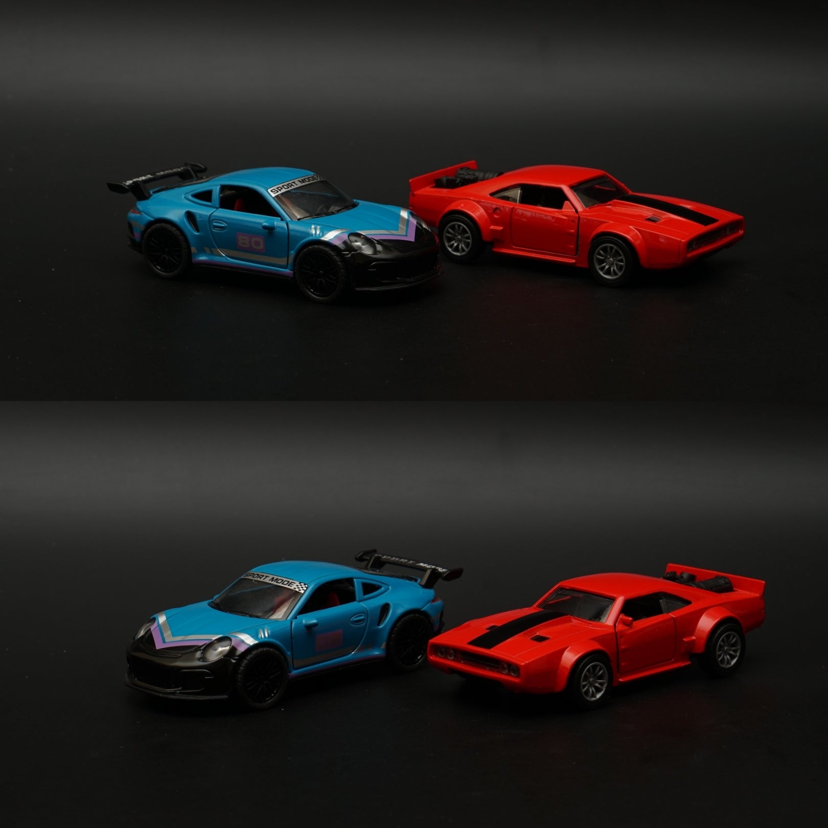 1:36 Dodge, Porsche Diecast Combo (Red,Blue) -  Kunju Vandi  