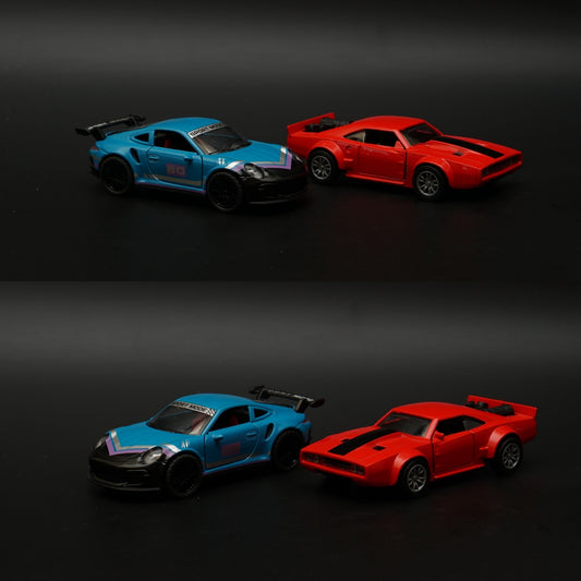 1:36 Dodge, Porsche Diecast Combo (Red,Blue) -  Kunju Vandi  