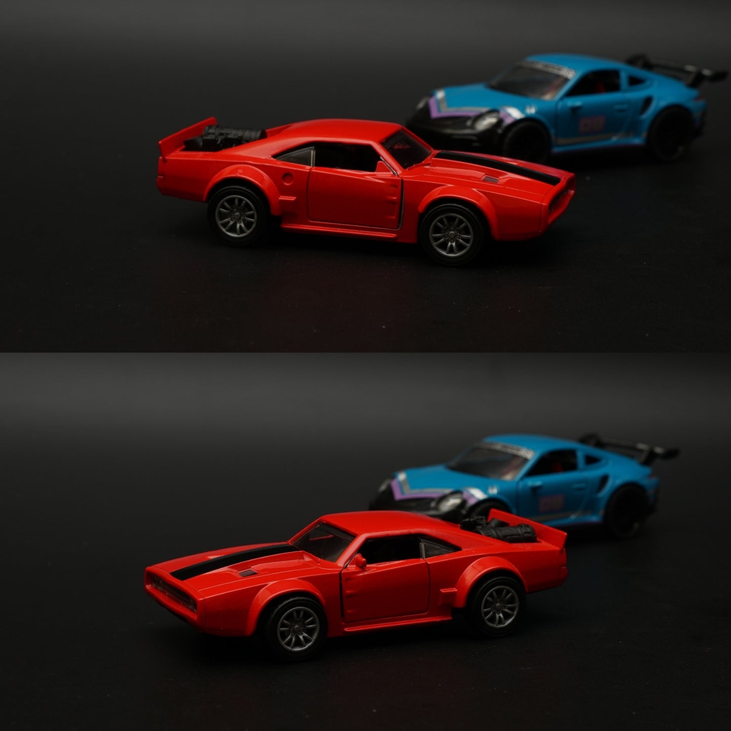 1:36 Dodge, Porsche Diecast Combo (Red,Blue) -  Kunju Vandi  