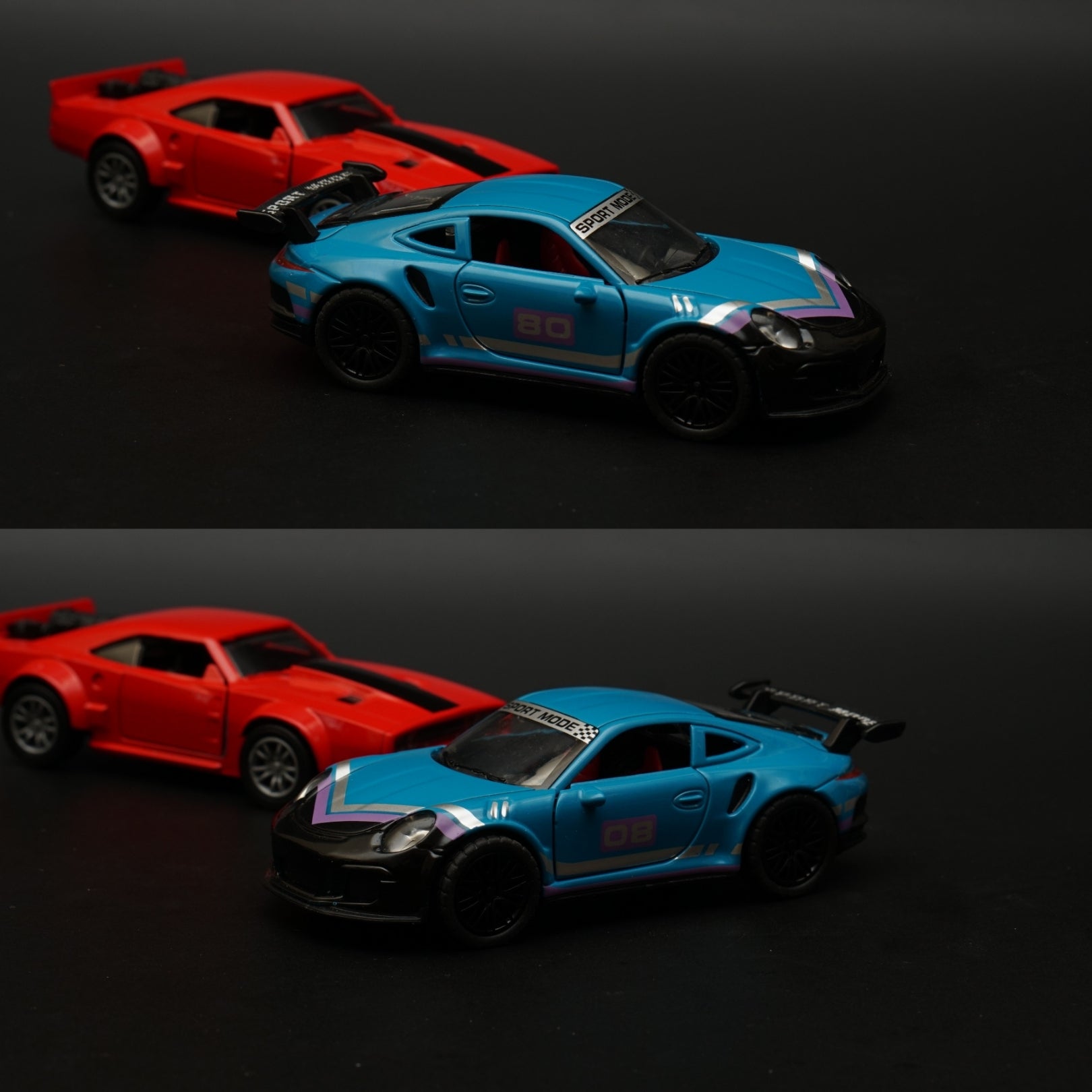 1:36 Dodge, Porsche Diecast Combo (Red,Blue) -  Kunju Vandi  
