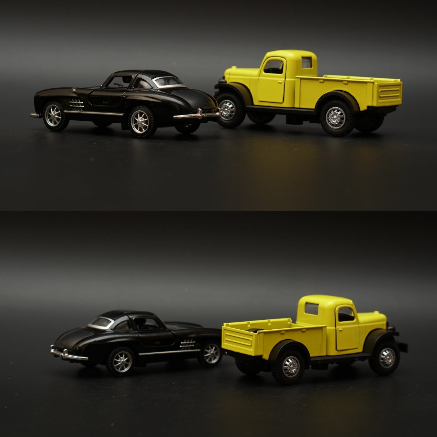 1:36 Dodge Power Wagon , Benz 300SL Combo (Black,Yellow) -  Kunju Vandi  