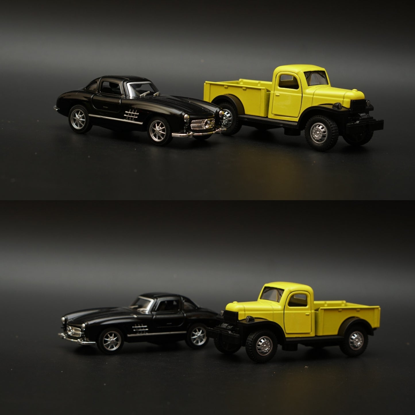 1:36 Dodge Power Wagon , Benz 300SL Combo (Black,Yellow) -  Kunju Vandi  
