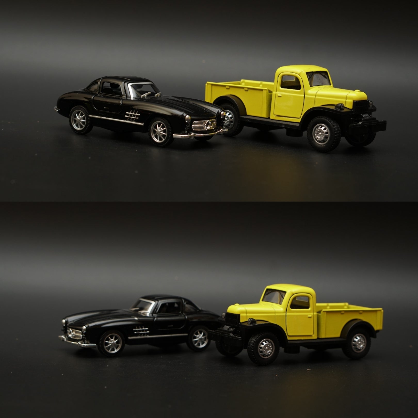 1:36 Dodge Power Wagon , Benz 300SL Combo (Black,Yellow) -  Kunju Vandi  