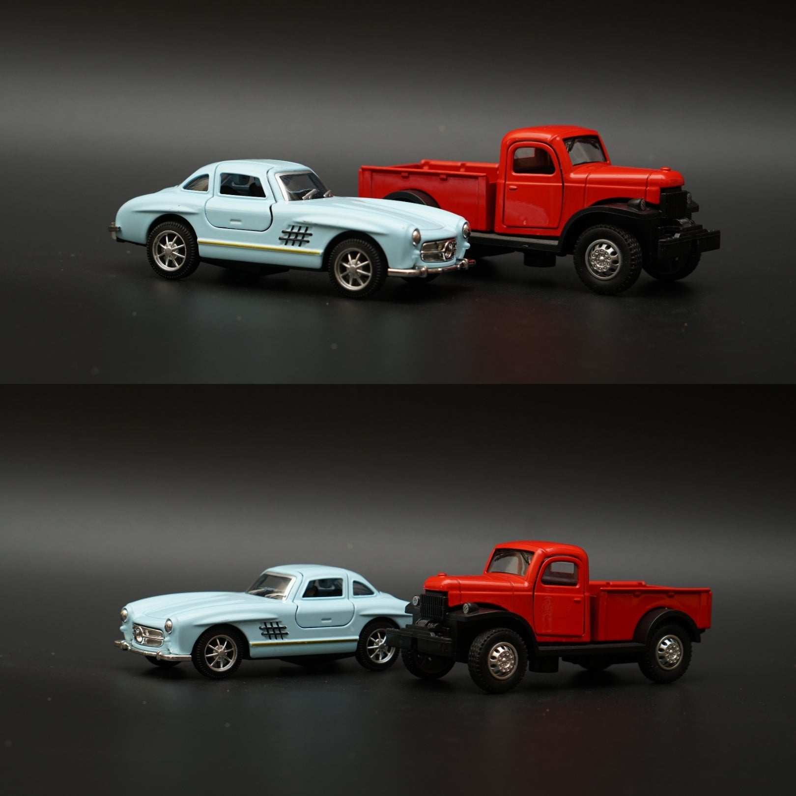 1:36 Dodge Power Wagon , Benz 300SL Combo (Blue,Red) -  Kunju Vandi  