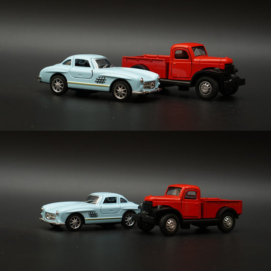 1:36 Dodge Power Wagon , Benz 300SL Combo (Blue,Red) -  Kunju Vandi  