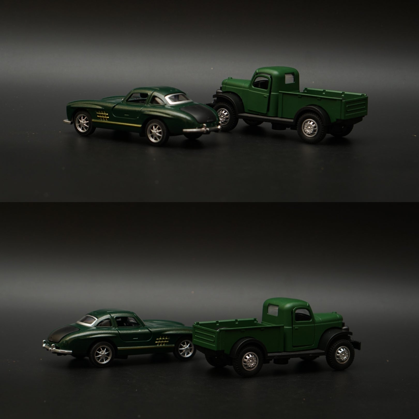 1:36 Dodge Power Wagon , Benz 300SL Combo (Green,Green) -  Kunju Vandi  