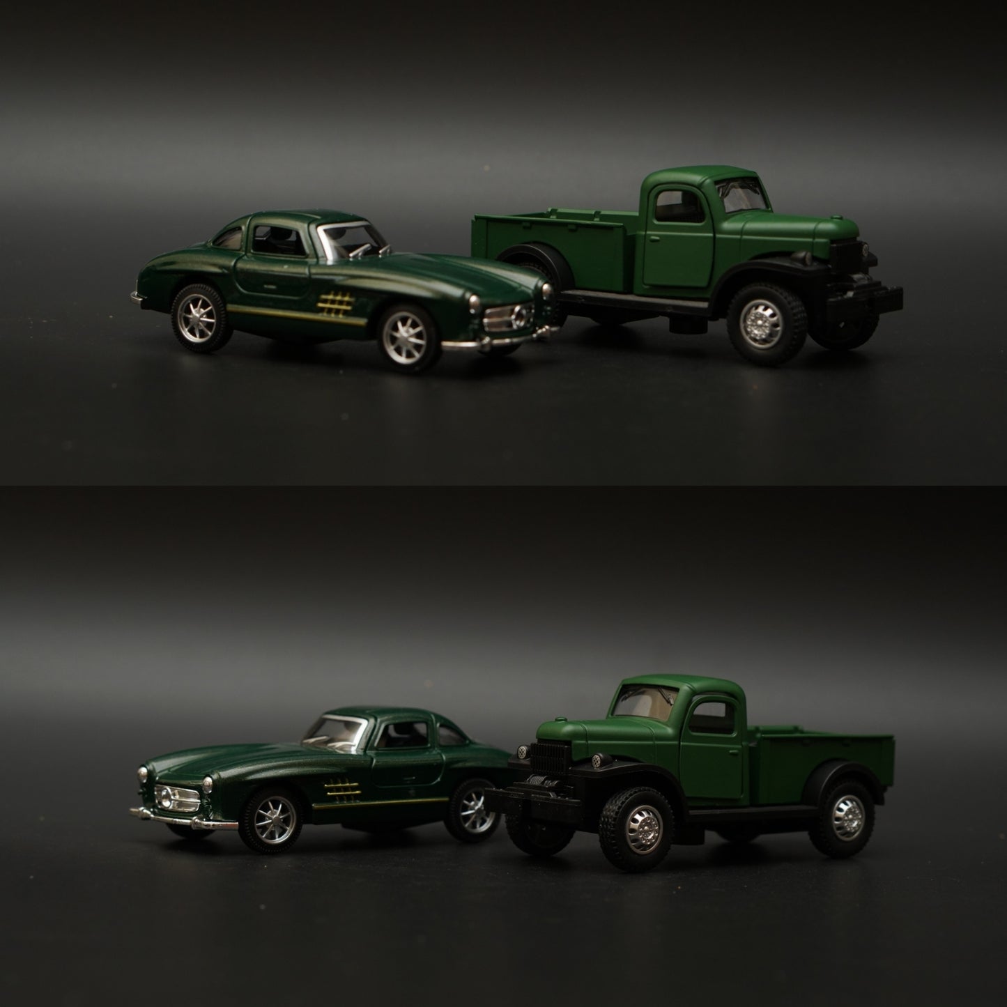 1:36 Dodge Power Wagon , Benz 300SL Combo (Green,Green) -  Kunju Vandi  