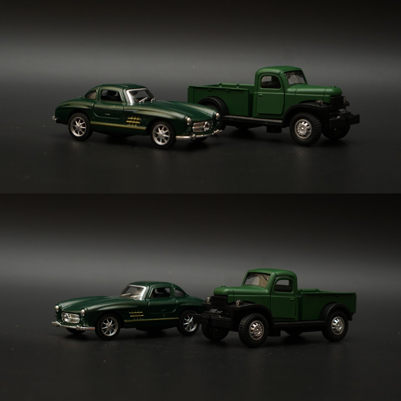 1:36 Dodge Power Wagon , Benz 300SL Combo (Green,Green) -  Kunju Vandi  