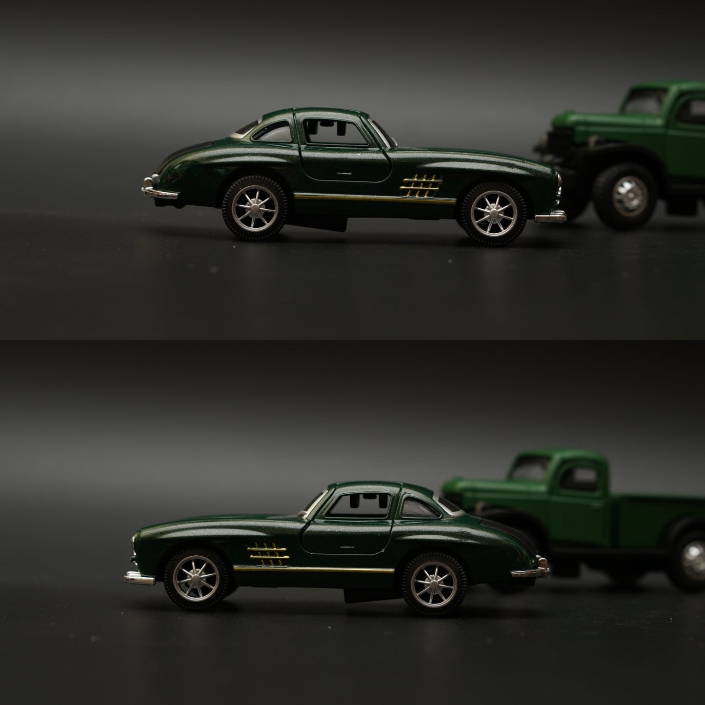 1:36 Dodge Power Wagon , Benz 300SL Combo (Green,Green) -  Kunju Vandi  