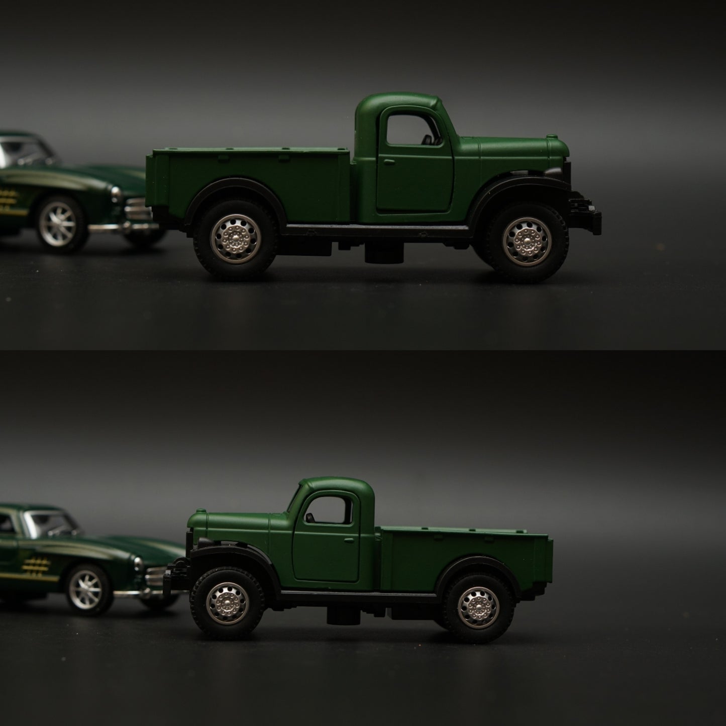 1:36 Dodge Power Wagon , Benz 300SL Combo (Green,Green) -  Kunju Vandi  