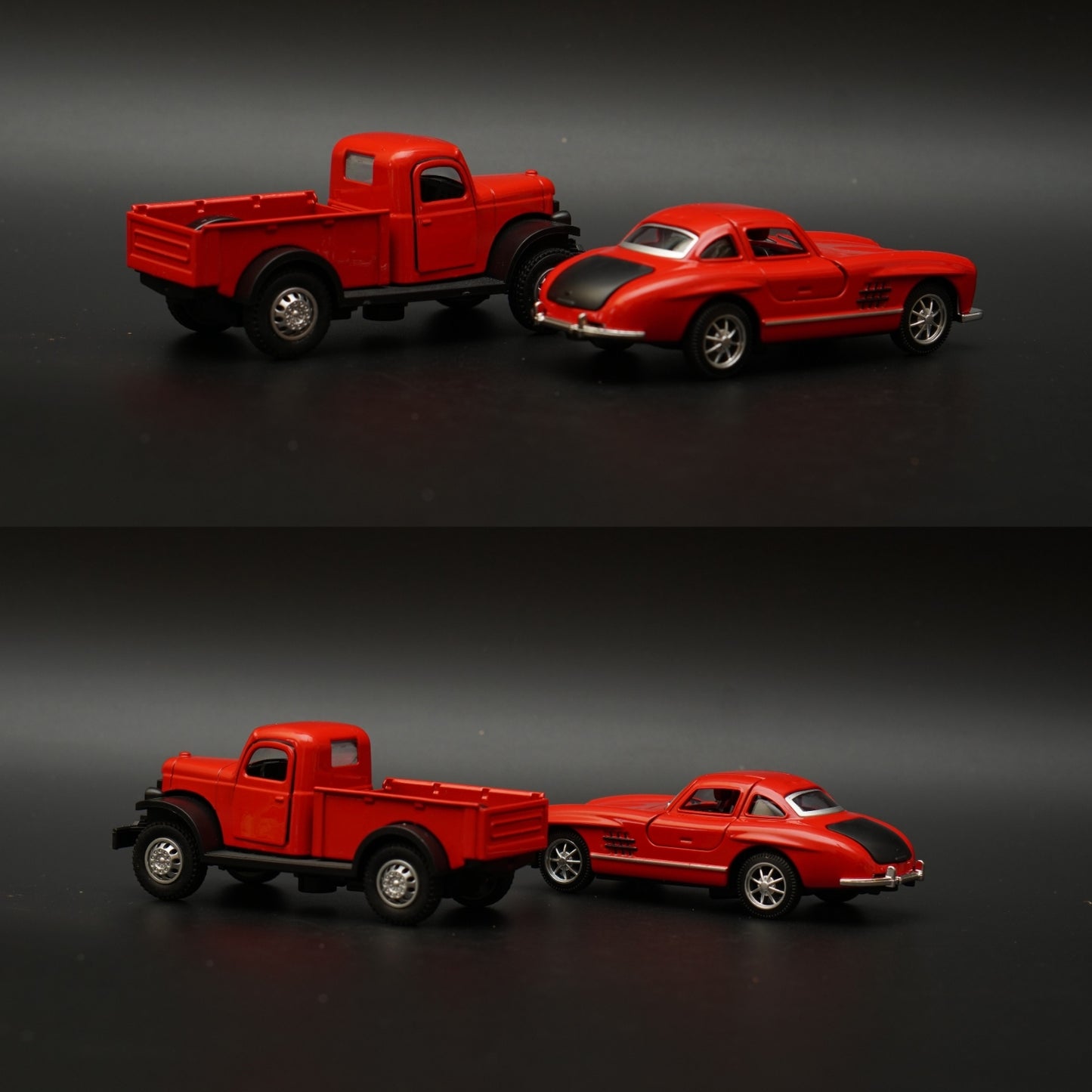 1:36 Dodge Power Wagon , Benz 300SL Combo (Red,Red) -  Kunju Vandi  